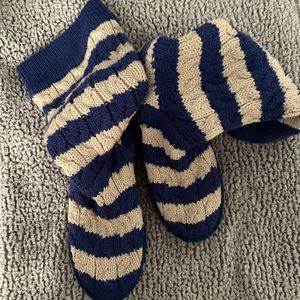 Used blue and white stripe knit Uggs size 10